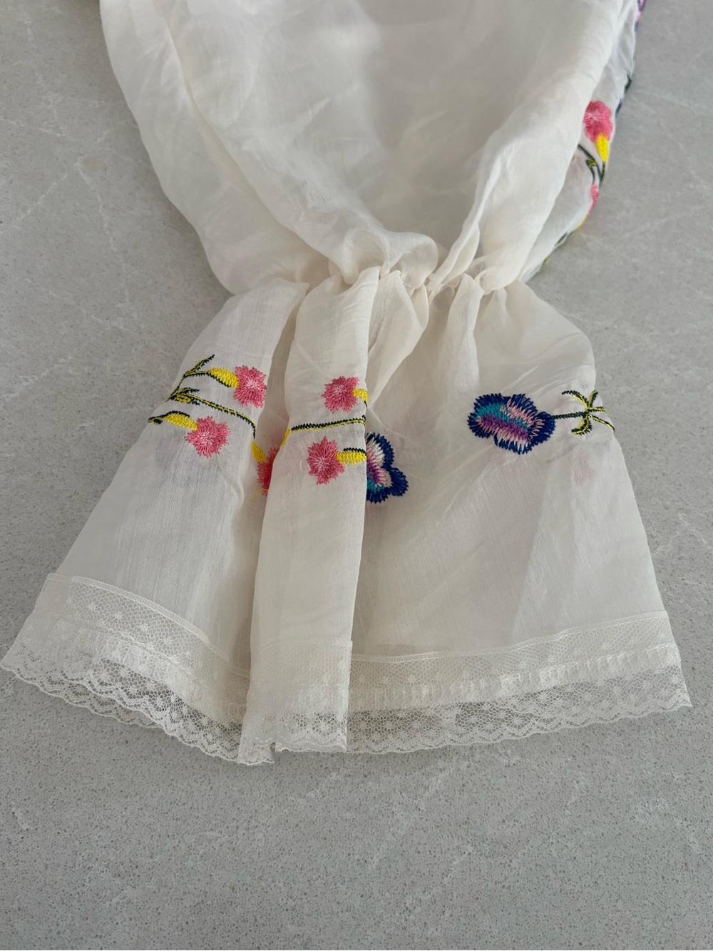 Vintage Embroidered Floral Lightweight Cream Blouse - Picture 12 of 15